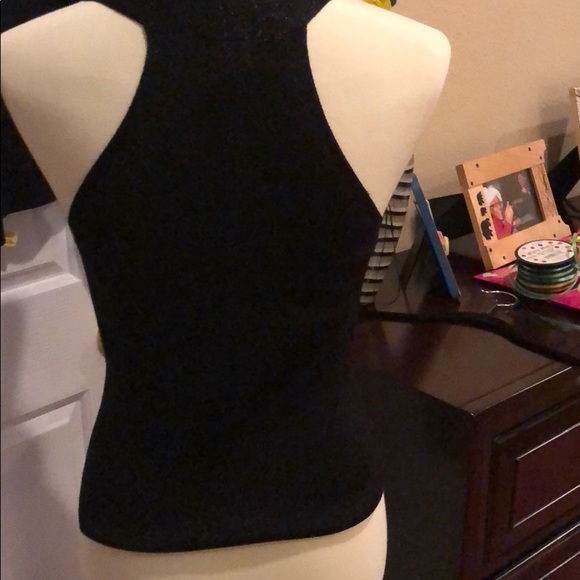 INC BLACK GLITTERY RACERBACK TOP - Picture 2 of 5